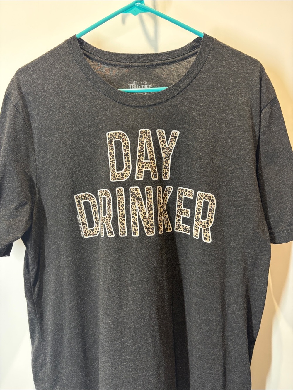 Day Drinker Graphic Tee - Charcoal Leopard Print